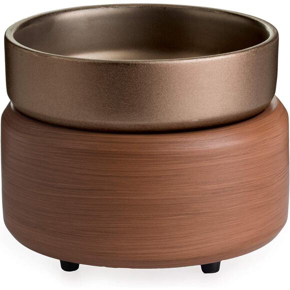 2-in-1 Electric Candle & Wax Melt Warmer, Plug-in Melter Bronze Walnut - Picture 1 of 7